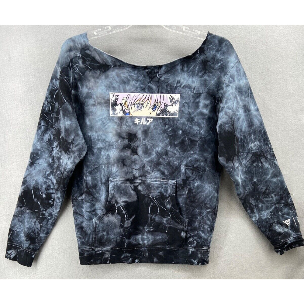 Hunter X Hunter‎ Sweatshirt S Blue Tie-dye Anime Killua Zoldyck *Hood Removed